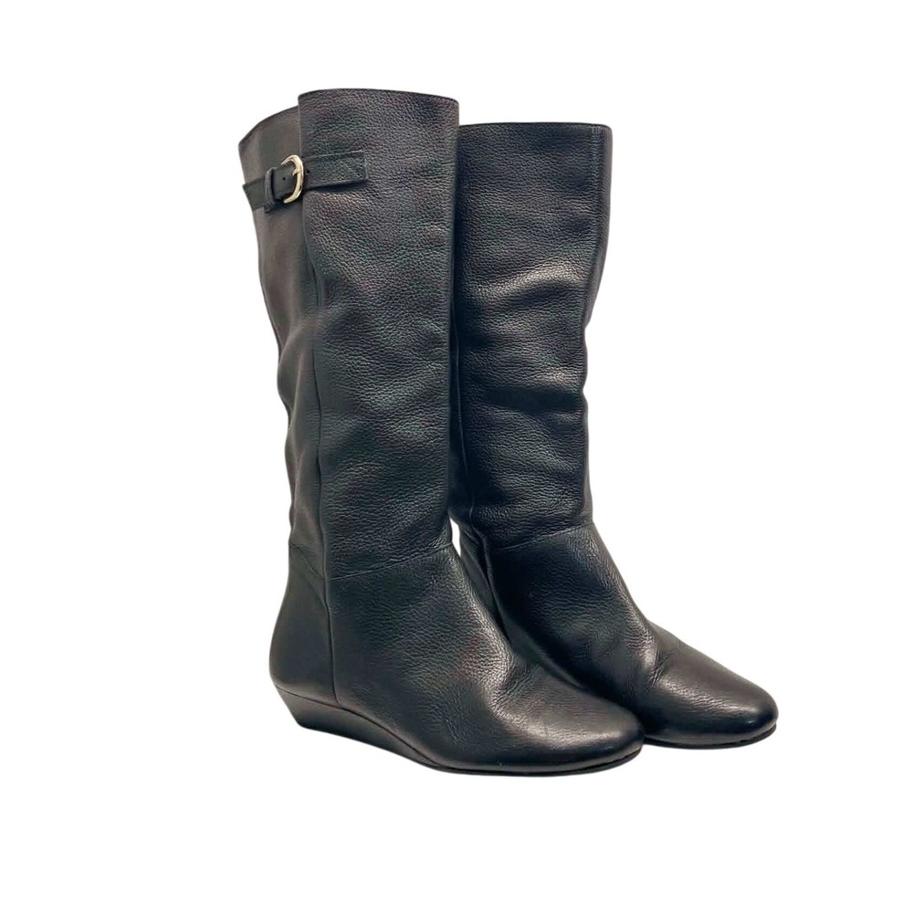 Steven by Steve Madden Intyce Boots Womens 8.5 Black Leather Wedge Excellent